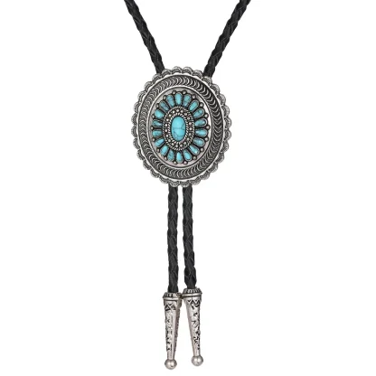 Retro Oval Floral Bolo Tie