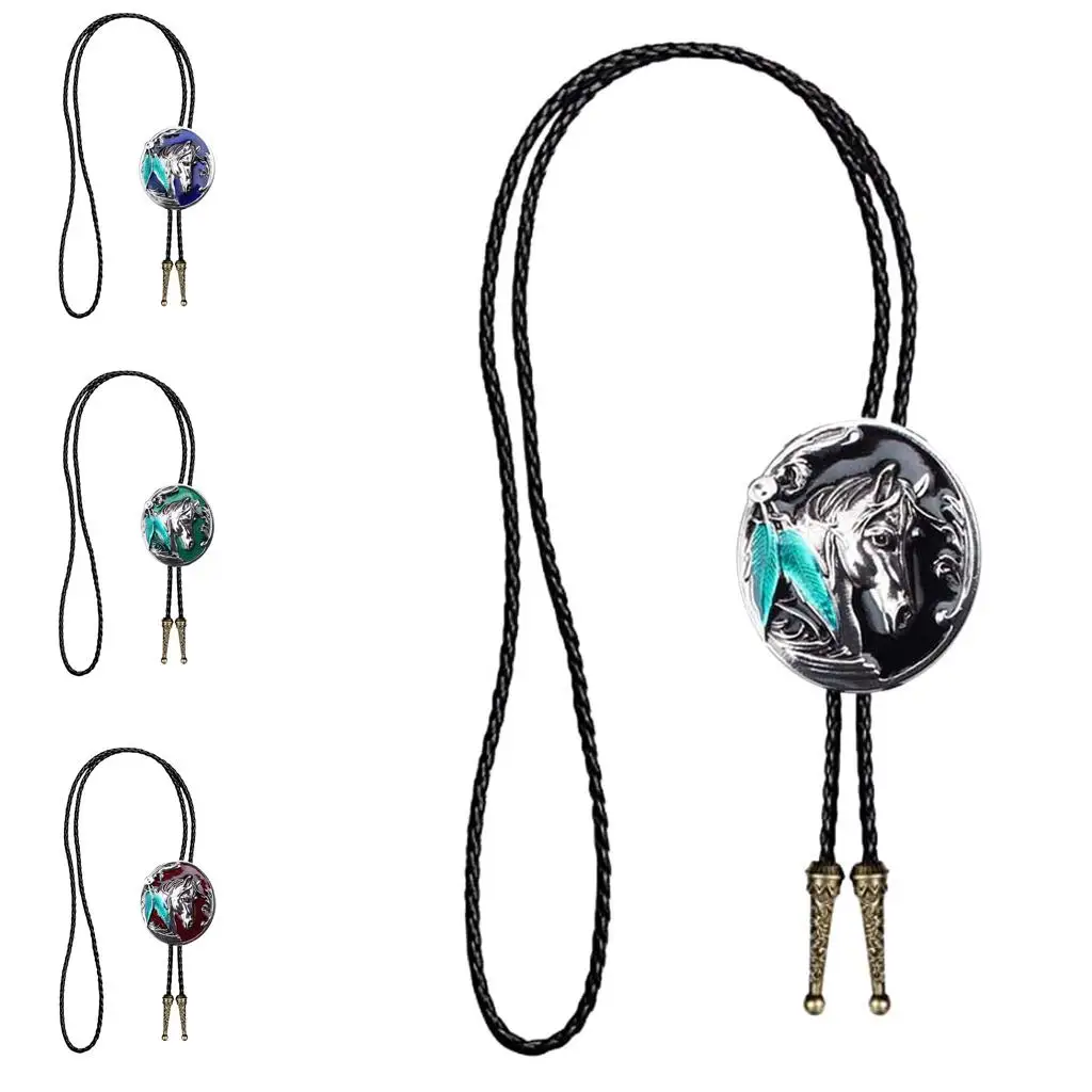 Indian Bolo Tie with Horse Head, Rodeo Western, Cowboy Laces