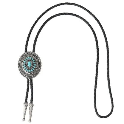 Retro Oval Floral Bolo Tie - Image 3