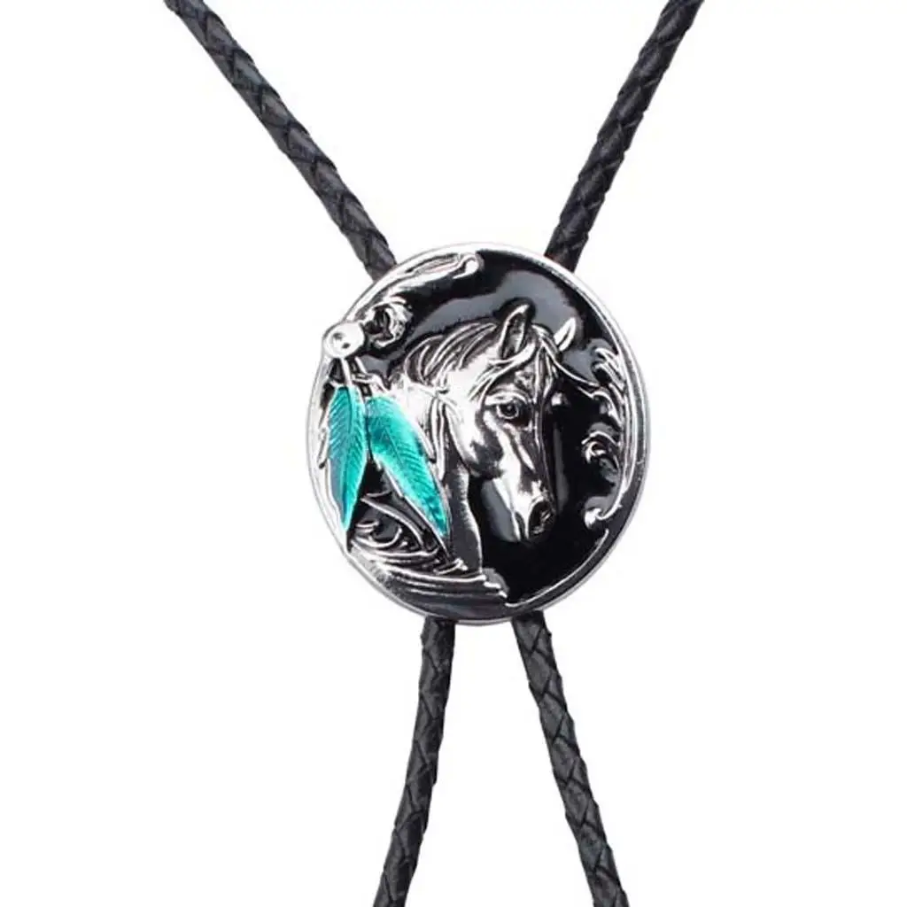 Indian Bolo Tie with Horse Head, Rodeo Western, Cowboy Laces