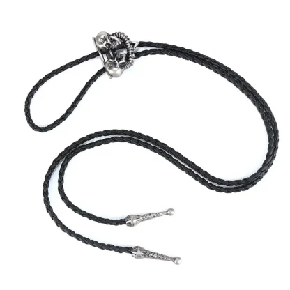 Skull Shaped Pendant Bolo Tie - Image 4