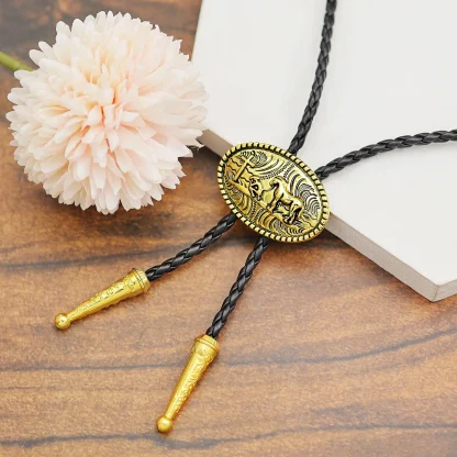 Western Embossed Pendant Bolo Tie