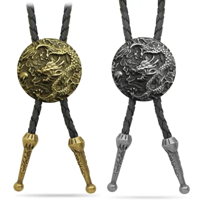 Round Embossed Dragon Bolo Tie - Image 7