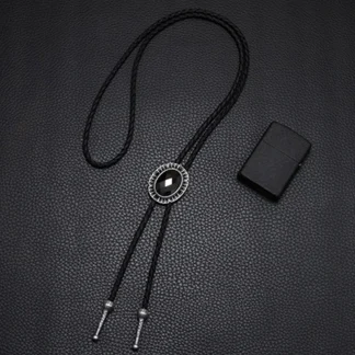 Formal Oval Black Bolo Tie