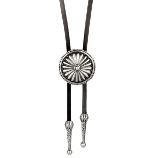 Round Embossed Floral Bolo Tie