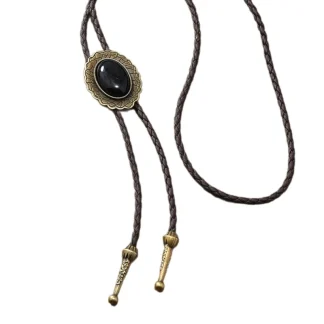 Dark Oval Shaped Bolo Tie