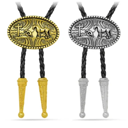 Western Embossed Pendant Bolo Tie - Image 5